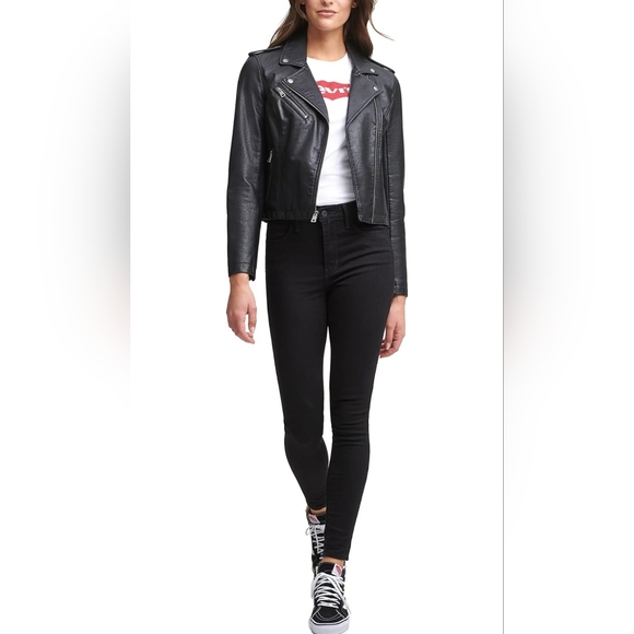 Leather Moto Jacket (Plus Size) Levi's Women's Classic Faux - Picture 5 of 7